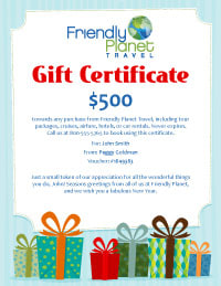 Friendly Planet gift certificates